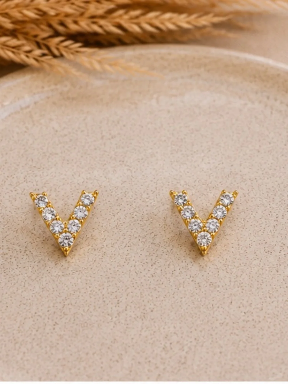 Gold Minimalist V Stud Earrings Designer Inspired